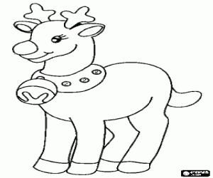Colorear Reno de Santa Claus con cascabel