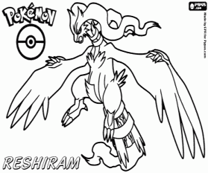 Colorear Reshiram, un pokémon negro