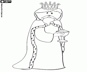 Colorear El rey Gaspar y su regalo