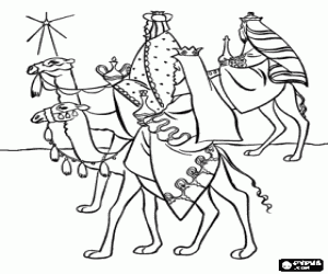 Colorear Los Reyes Magos y la estrella