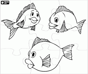 Colorear Rompecabeza de un grupo de peces