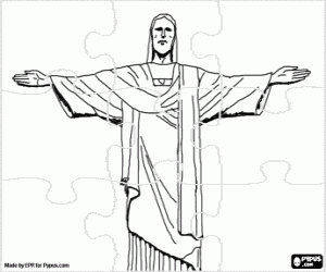 Colorear Rompecabeza del Cristo, Brasil