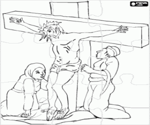 Colorear Rompecabezas de Jesús en la cruz