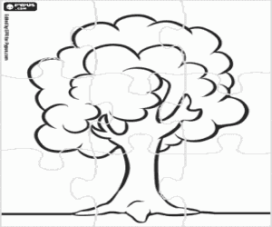 Colorear Rompecabezas de un árbol simple