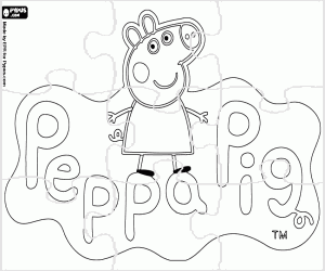 Colorear Rompecabezas del logo Peppa Pig