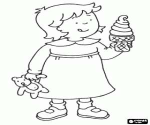 Colorear Rosie,hermana d Caillou y helado