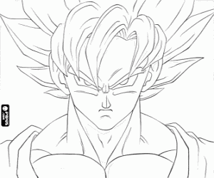 Colorear Rostro del supersaiyajin Goku