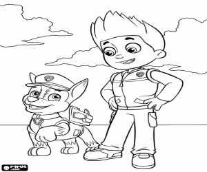 Colorear Ryder y Chase, Paw Patrol
