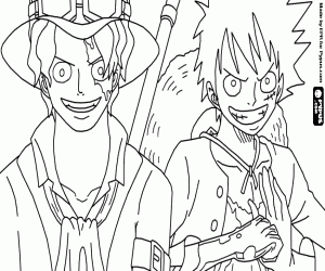 Colorear Sabo y Luffy, hermanastros