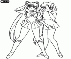 Colorear Sailor Moon con su amiga Molly