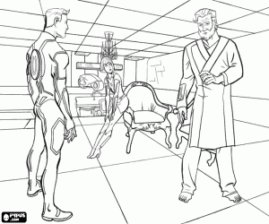 Colorear Sam y Kevin Flynn, cara a cara