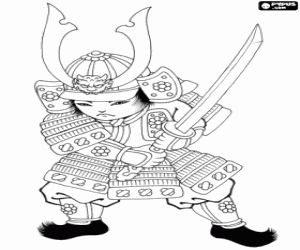 Colorear Un samurai con la armadura