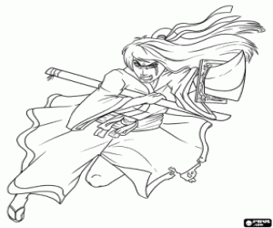 Colorear Samurai en una lucha