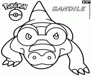 Colorear Sandile, Pokémon