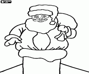 Colorear Santa Claus en la chimenea