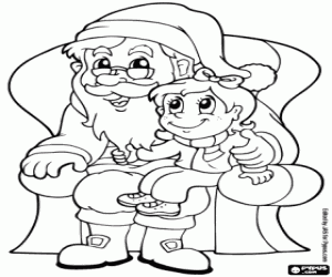 Colorear Santa Claus con una niña