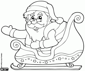 Colorear Santa Claus sentado en el trineo