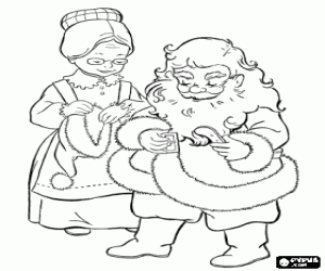 Colorear Santa Claus y su esposa