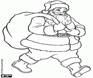 Colorear Santa Claus y regalos de Navidad