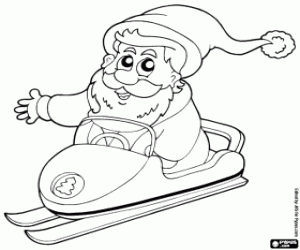 Colorear Santa en moto de nieve