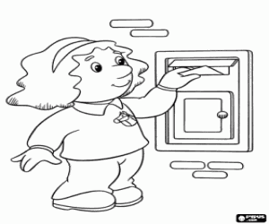 Colorear Sarah enviando una carta