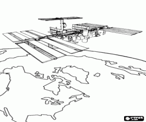 Colorear Un satélite artificial en orbita
