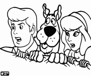 Colorear Scooby-Doo, Fred y Daphne