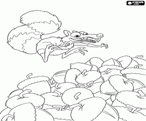 Colorear Scrat la ardilla y las bellotas