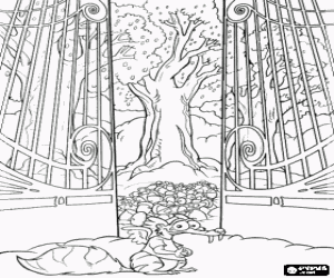 Colorear Scrat y las bellotas