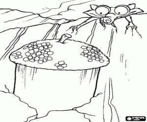 Colorear Scrat y una enorme bellota