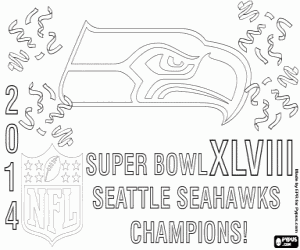 Colorear Seattle Seahawks, SuperBowl 2014