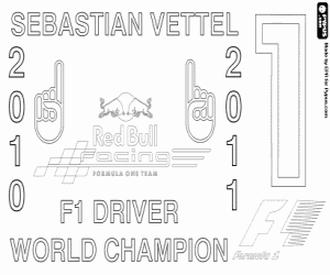 Colorear Sebastian Vettel,campeón 2011 F1