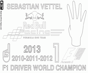 Colorear Sebastian Vettel,campeón F1 2013