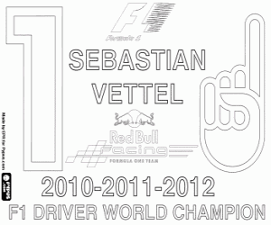 Colorear Sebastian Vettel, tricampeón F1