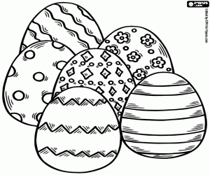 Colorear Seis huevos de Pascua