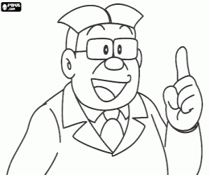 Colorear Sensei, el profesor de Nobita