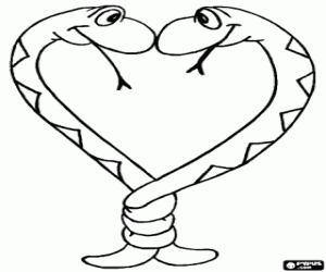 Colorear Dos serpientes forman un corazón