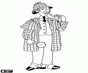Colorear Sherlock Holmes con su pipa