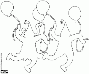 Colorear Siluetas de una fiesta de cumpleaños