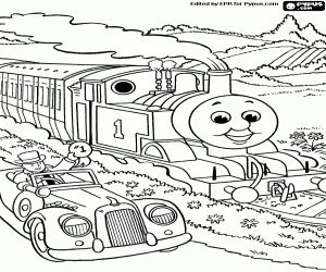Colorear Sir Hatt al lado del tren Thomas