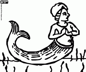 Colorear Sirena en el fondo marino