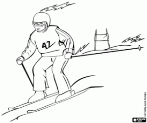 Colorear Slalom, esquí alpino