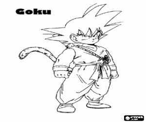 Colorear Son Goku, el niño con cola