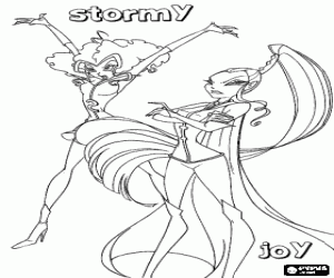 Colorear Stormy y Joy, Winx Club