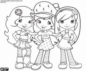 Colorear Strawberry Shortcake con amigas