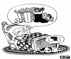 Colorear Sueños de regalos de Navidad