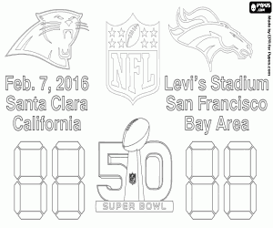 Colorear Super Bowl 2016,Panthers-Broncos