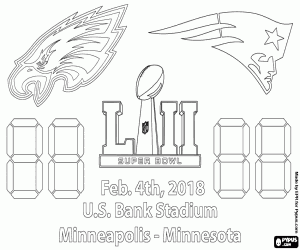 Colorear Super Bowl 2018, Patriots v Eagles