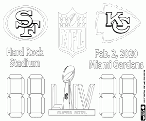 Colorear Super Bowl 2020, 49ers vs Chiefs