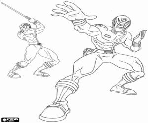 Colorear Dos superhéroes Power Rangers S.P.D